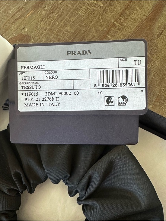 Prada Black Triangle Logo Satin Scrunchie main image 5